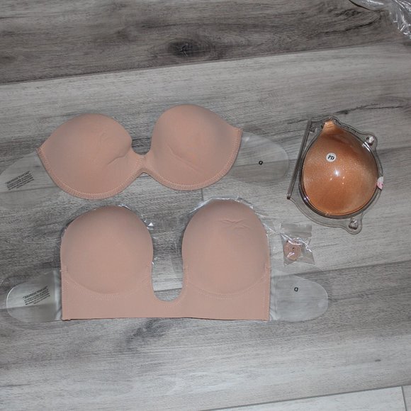D1 NuBra Adhesive Backless U Plunge Push Up 3 Bras Seamless - D Cup - Picture 1 of 6